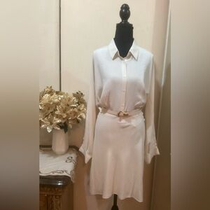NEW Express Cream Long Sleeve midi Dress